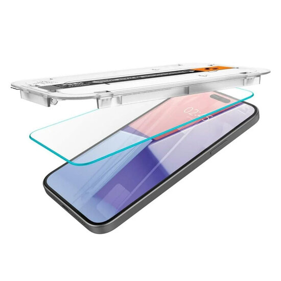 Spigen - EZ Fit Glas.tR met Applicator - 1 pack voor Apple iPhone 15 - Transparent