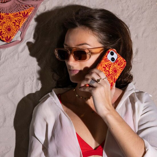 Selencia - Vivid Backcover voor Samsung Galaxy A34 (5G) - Tropical Vibes Apricot
