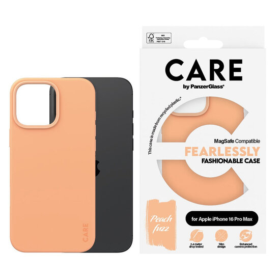 CARE by PanzerGlass - Fashion Backcover MagSafe voor Apple iPhone 16 Pro Max - Peachy