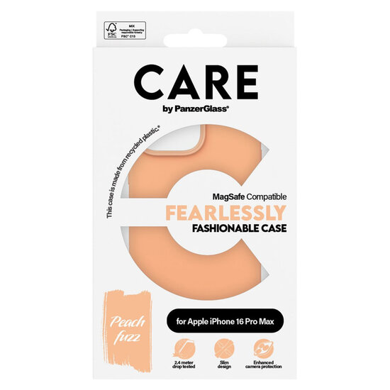 CARE by PanzerGlass - Fashion Backcover MagSafe voor Apple iPhone 16 Pro Max - Peachy