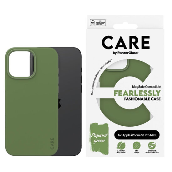 CARE by PanzerGlass - Fashion Backcover MagSafe voor Apple iPhone 16 Pro Max - Green