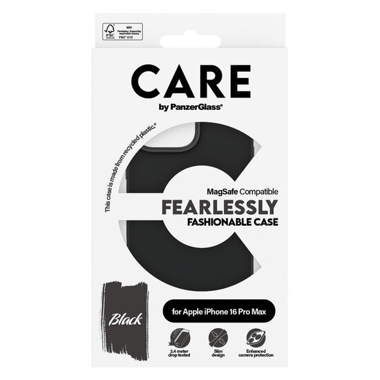 CARE by PanzerGlass - Fashion Backcover MagSafe voor Apple iPhone 16 Pro Max - Black