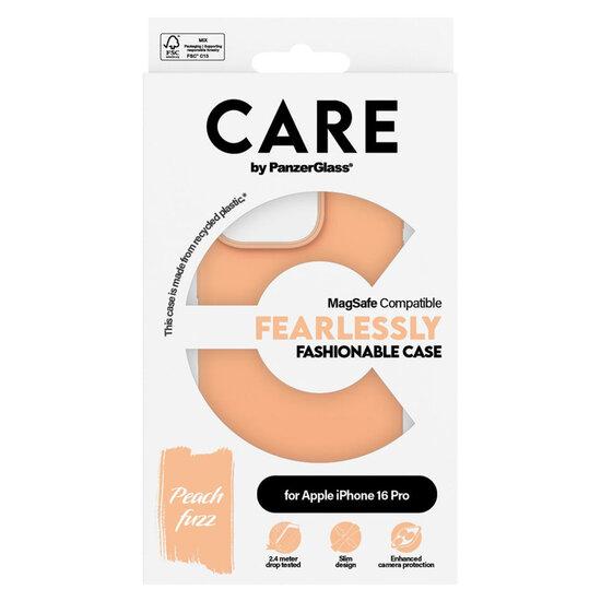 CARE by PanzerGlass - Fashion Backcover MagSafe voor Apple iPhone 16 Pro - Peachy