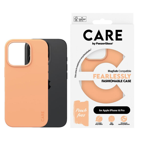 CARE by PanzerGlass - Fashion Backcover MagSafe voor Apple iPhone 16 Pro - Peachy