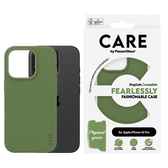 CARE by PanzerGlass - Fashion Backcover MagSafe voor Apple iPhone 16 Pro - Green