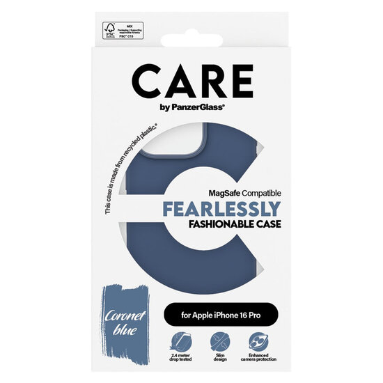CARE by PanzerGlass - Fashion Backcover MagSafe voor Apple iPhone 16 Pro - Blue