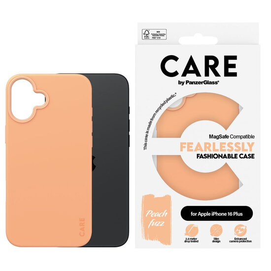 CARE by PanzerGlass - Fashion Backcover MagSafe voor Apple iPhone 16 Plus - Peachy