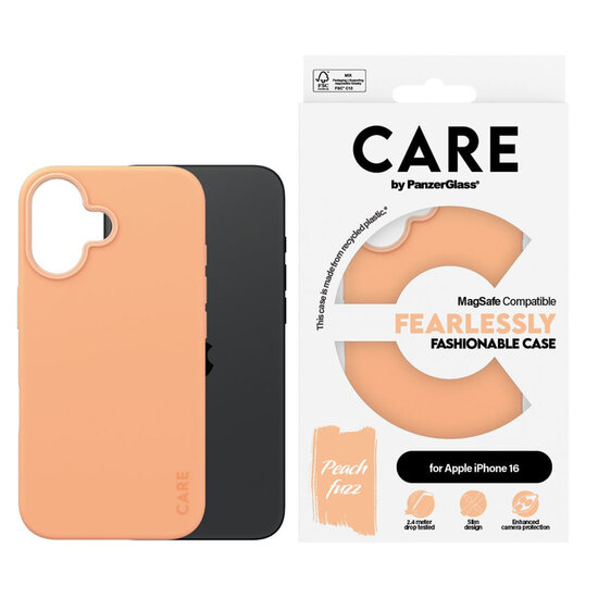 CARE by PanzerGlass - Fashion Backcover MagSafe voor Apple iPhone 16 - Peachy