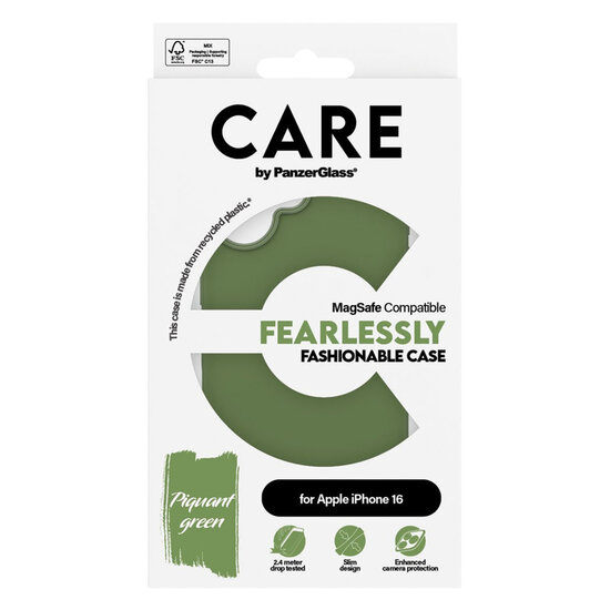CARE by PanzerGlass - Fashion Backcover MagSafe voor Apple iPhone 16 - Green