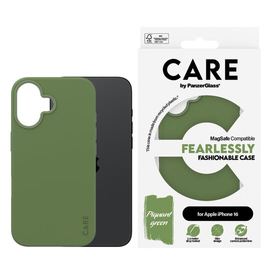 CARE by PanzerGlass - Fashion Backcover MagSafe voor Apple iPhone 16 - Green