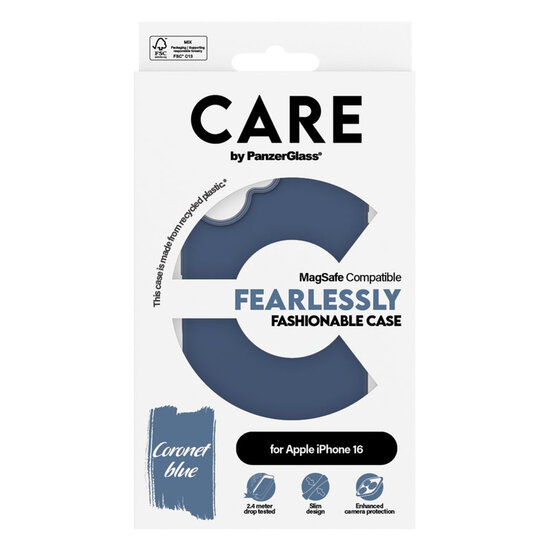 CARE by PanzerGlass - Fashion Backcover MagSafe voor Apple iPhone 16 - Blue