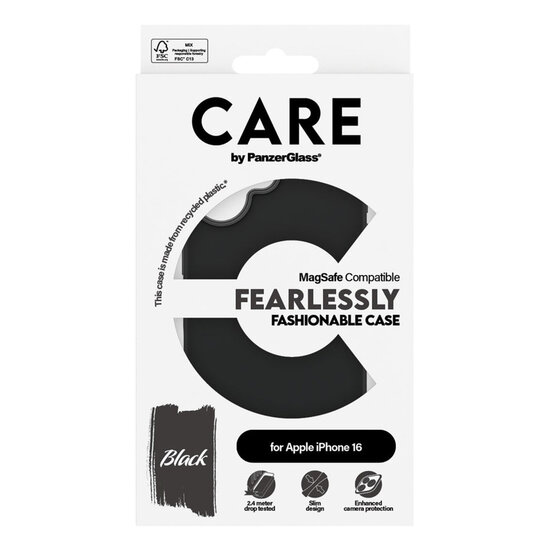 CARE by PanzerGlass - Fashion Backcover MagSafe voor Apple iPhone 16 - Black