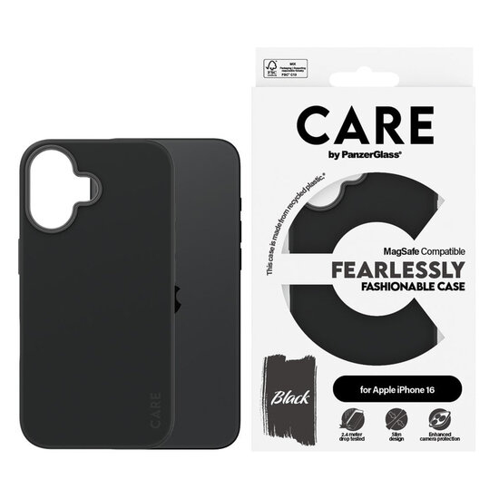 CARE by PanzerGlass - Fashion Backcover MagSafe voor Apple iPhone 16 - Black