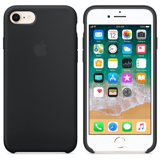 Apple - Silicone Backcover voor Apple iPhone SE (2022 / 2020) / 8 / 7 - Black