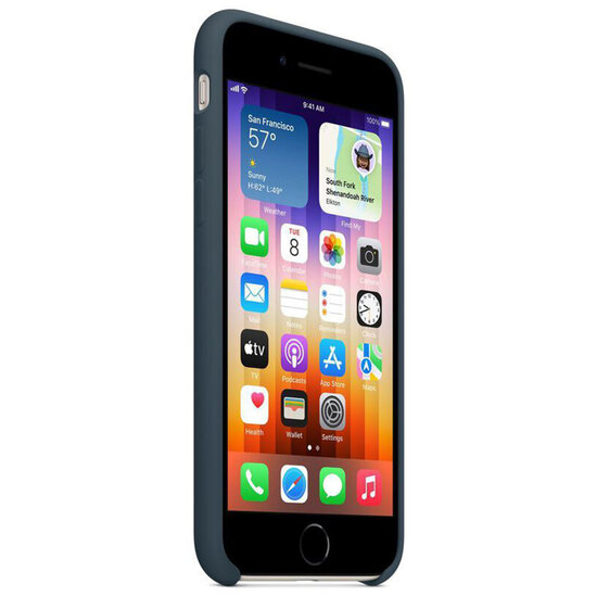 Apple - Silicone Backcover voor Apple iPhone SE (2022 / 2020) / 8 / 7 - Abyss Blue