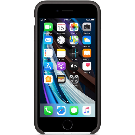 Apple - Silicone Backcover voor Apple iPhone SE (2022 / 2020) - Black