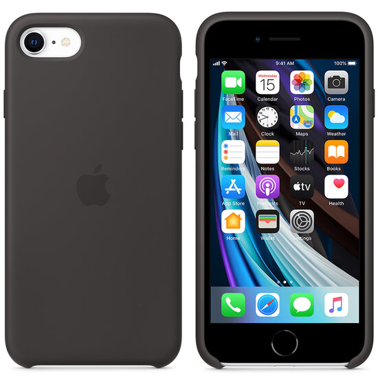 Apple - Silicone Backcover voor Apple iPhone SE (2022 / 2020) - Black