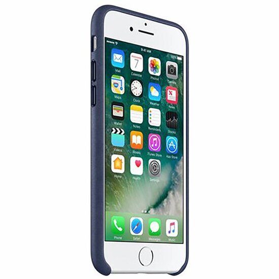 Apple - Leather Backcover voor Apple iPhone SE (2022 / 2020) / 8 / 7 - Midnight Blue