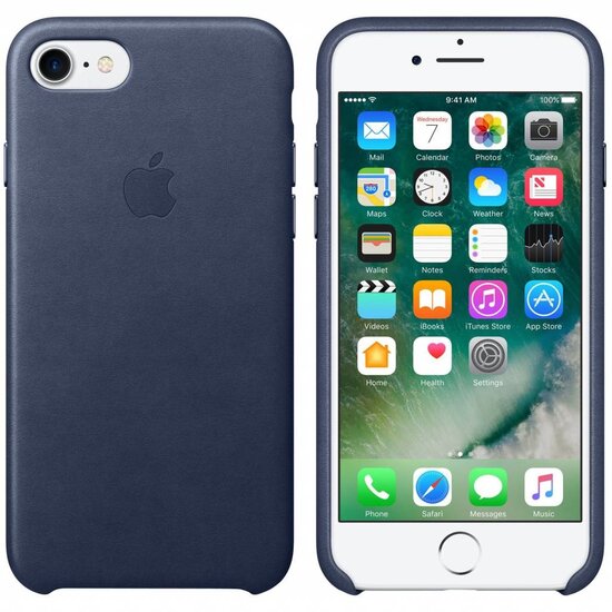 Apple - Leather Backcover voor Apple iPhone SE (2022 / 2020) / 8 / 7 - Midnight Blue