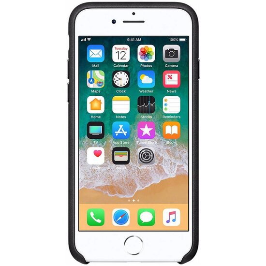 Apple - Leather Backcover voor Apple iPhone SE (2022 / 2020) / 8 / 7 - Black