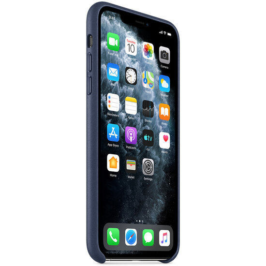 Apple - Leather Backcover voor Apple iPhone 11 Pro Max - Midnight Blue