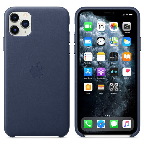 Apple - Leather Backcover voor Apple iPhone 11 Pro Max - Midnight Blue