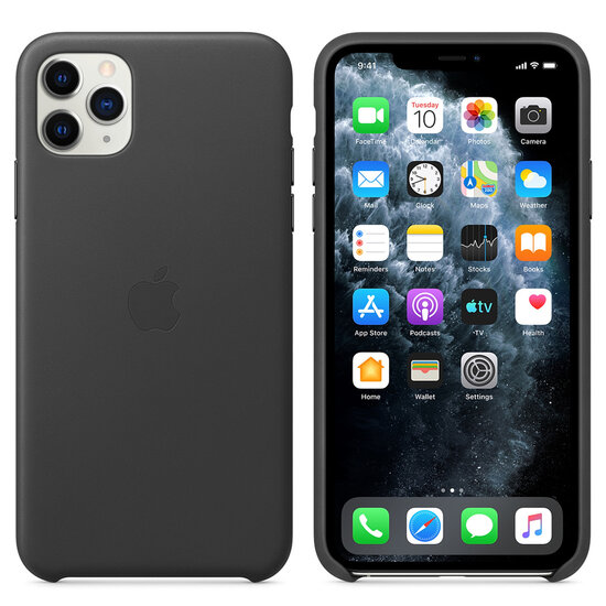 Apple - Leather Backcover voor Apple iPhone 11 Pro Max - Black