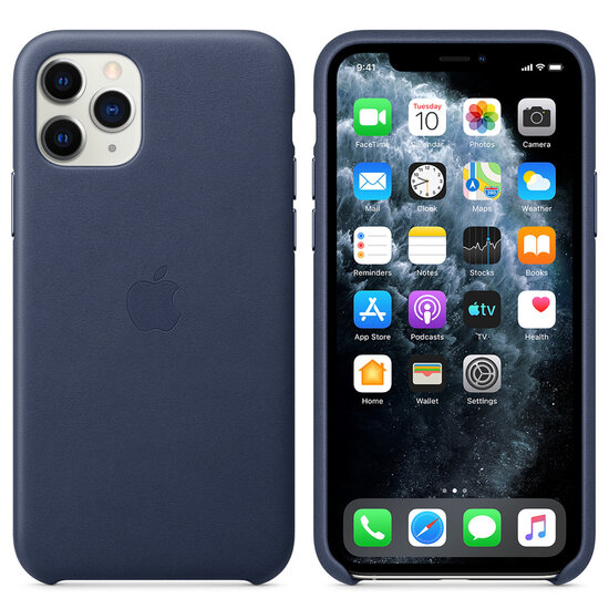 Apple - Leather Backcover voor Apple iPhone 11 Pro - Midnight Blue