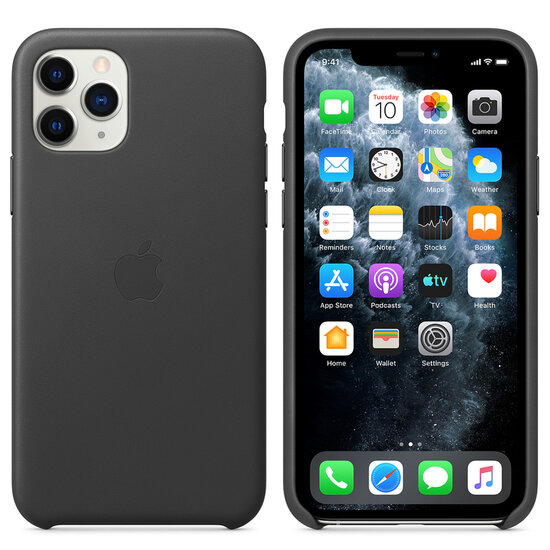 Apple - Leather Backcover voor Apple iPhone 11 Pro - Black