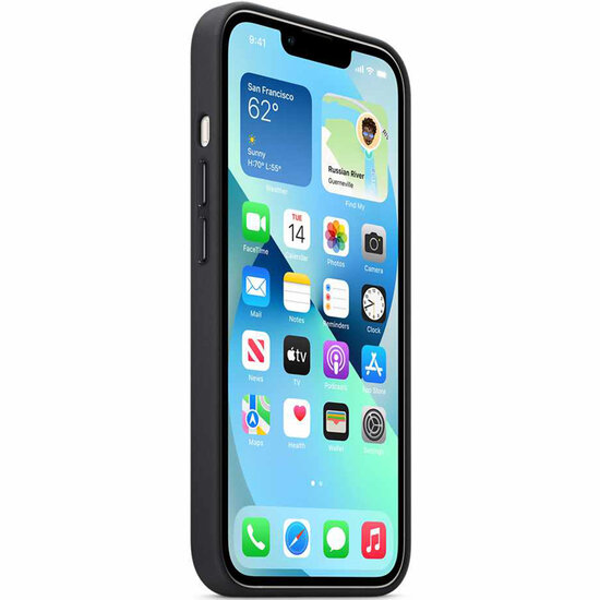 Apple - Leather Backcover MagSafe voor Apple iPhone 13 - Midnight