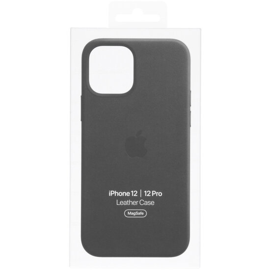 Apple - Leather Backcover MagSafe voor Apple iPhone 12 (Pro) - Black