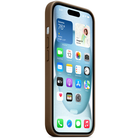 Apple - FineWoven Backcover MagSafe voor Apple iPhone 15 - Taupe