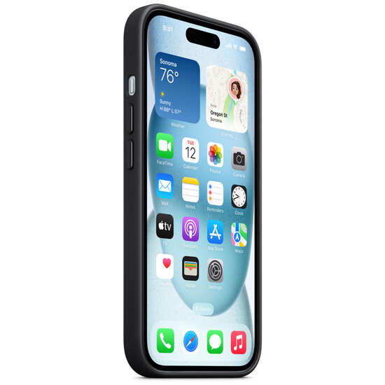 Apple - FineWoven Backcover MagSafe voor Apple iPhone 15 - Black