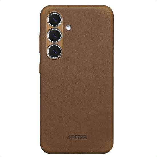 Accezz - Vintage Leather Magsafe Backcover voor Samsung Galaxy S24 / S25 - Tabacco Cognac