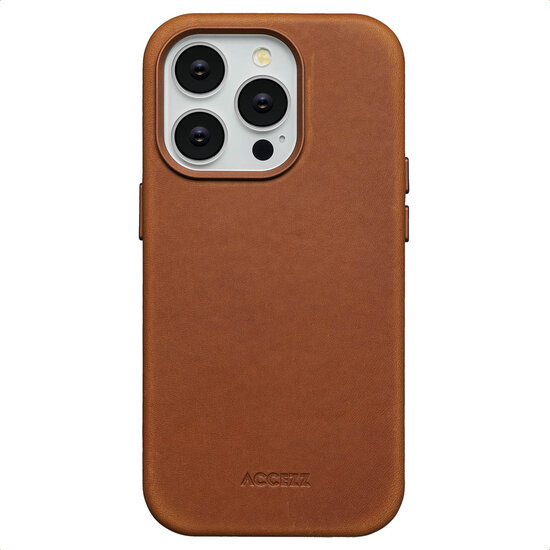 Accezz - Vintage Leather Magsafe Backcover voor Apple iPhone 14 Pro - Tabacco Cognac