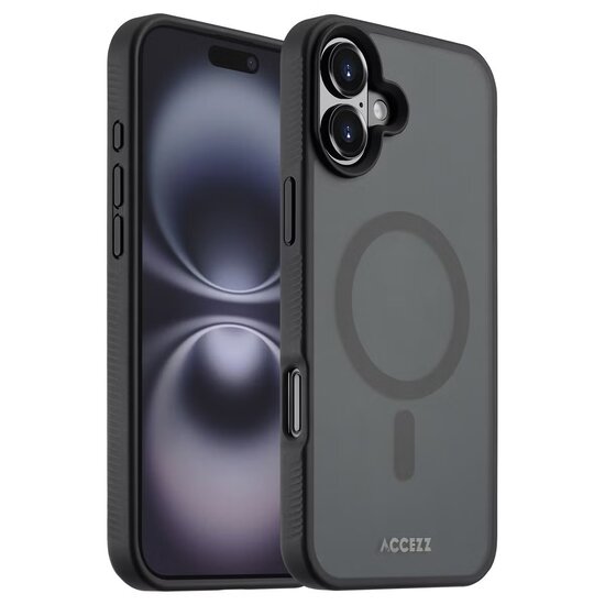 Accezz - Rugged Frosted MagSafe Backcover voor Apple iPhone 16 Plus - Black