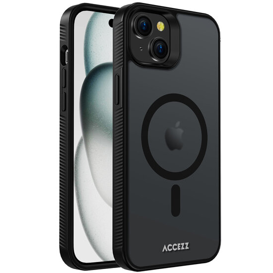 Accezz - Rugged Frosted MagSafe Backcover voor Apple iPhone 15 Plus - Black