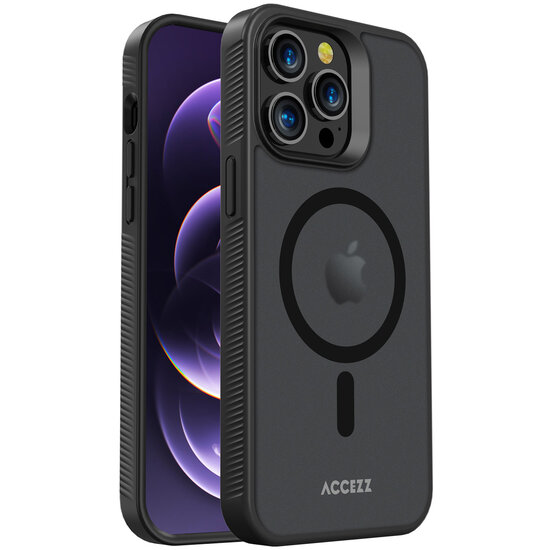 Accezz - Rugged Frosted MagSafe Backcover voor Apple iPhone 14 Pro Max - Black