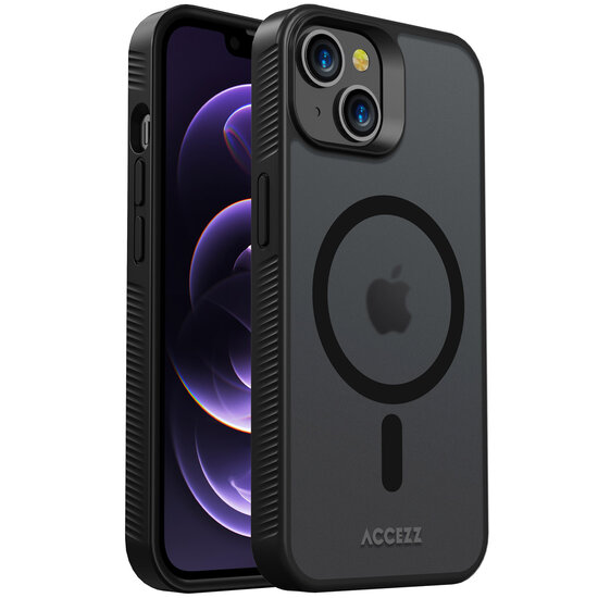 Accezz - Rugged Frosted MagSafe Backcover voor Apple iPhone 14 - Black