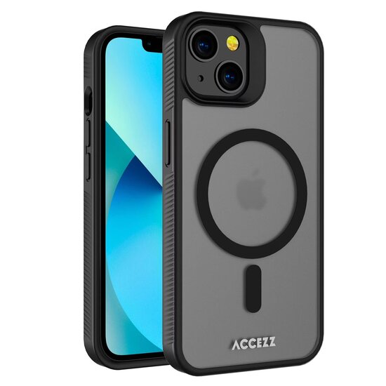 Accezz - Rugged Frosted MagSafe Backcover voor Apple iPhone 13 - Black
