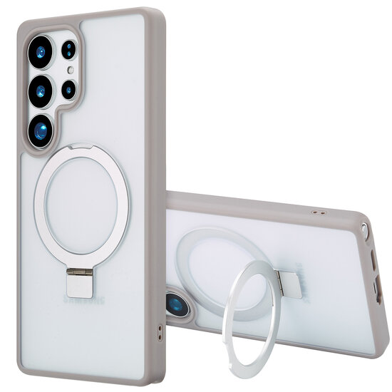 Accezz - Ring Stand Backcover met MagSafe voor Samsung Galaxy S25 Ultra - Grey