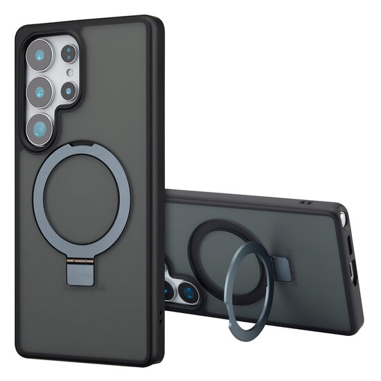 Accezz - Ring Stand Backcover met MagSafe voor Samsung Galaxy S25 Ultra - Black