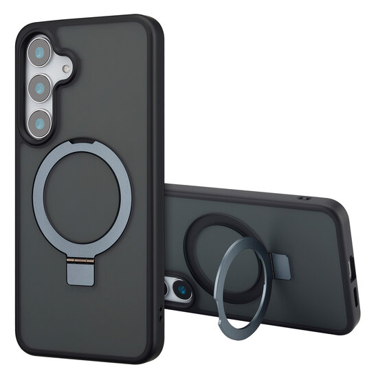 Accezz - Ring Stand Backcover met MagSafe voor Samsung Galaxy S25 Plus - Black
