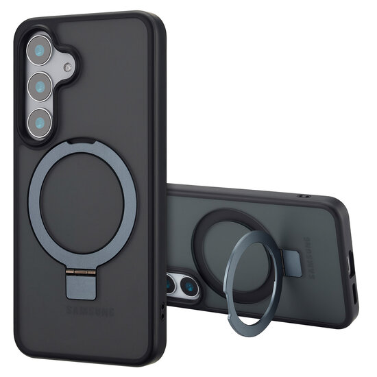 Accezz - Ring Stand Backcover met MagSafe voor Samsung Galaxy S25 - Black