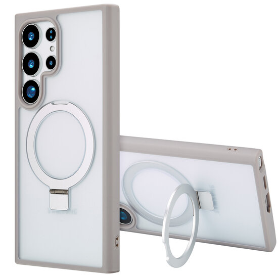 Accezz - Ring Stand Backcover met MagSafe voor Samsung Galaxy S24 Ultra - Grey