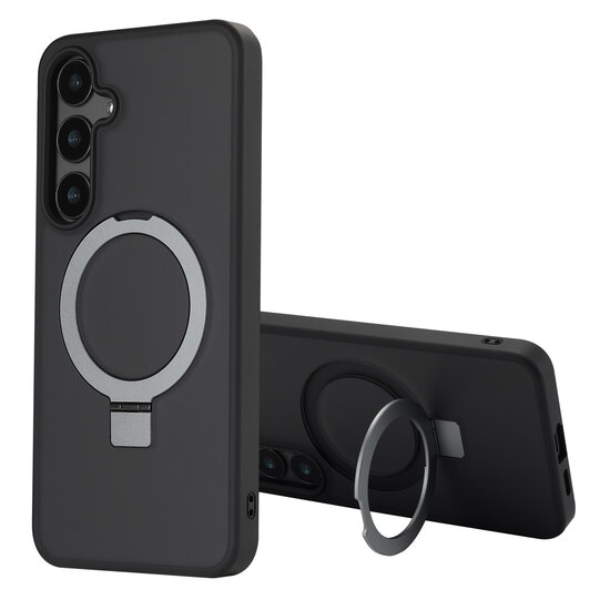 Accezz - Ring Stand Backcover met MagSafe voor Samsung Galaxy S24 Plus - Black