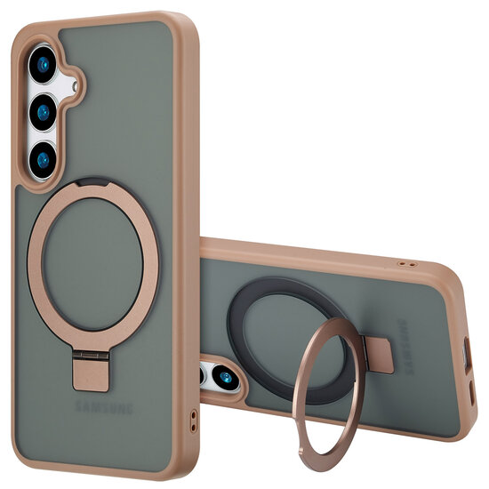 Accezz - Ring Stand Backcover met MagSafe voor Samsung Galaxy S24 - Brown