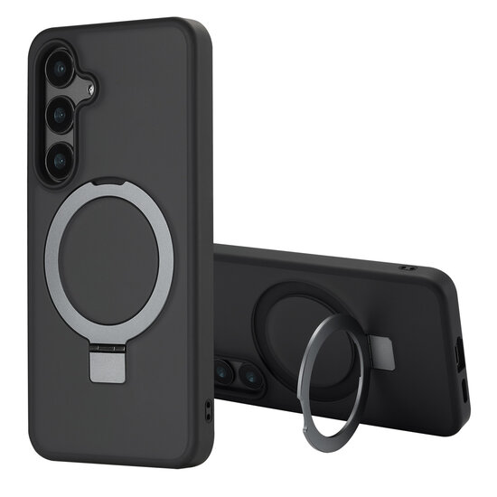 Accezz - Ring Stand Backcover met MagSafe voor Samsung Galaxy S24 - Black
