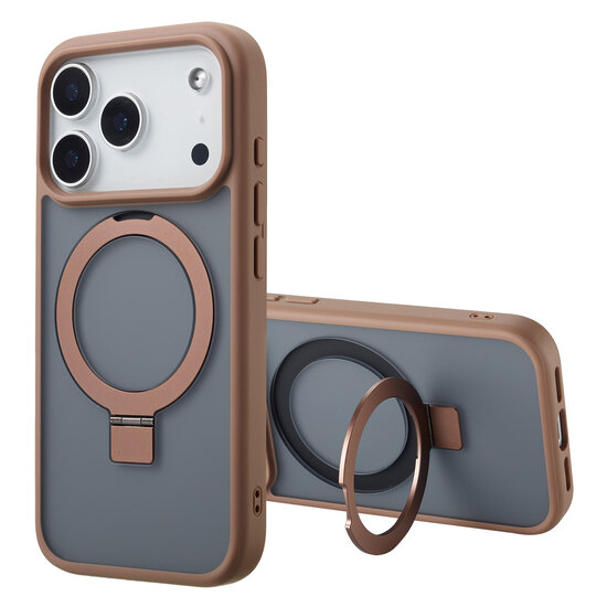 Accezz - Ring Stand Backcover met MagSafe voor Apple iPhone 17 Pro Max - Brown