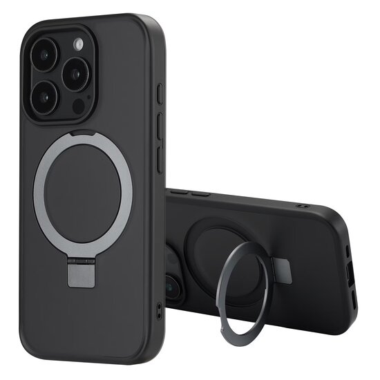 Accezz - Ring Stand Backcover met MagSafe voor Apple iPhone 16 Pro Max - Black
